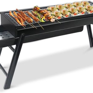 BBQ Grill, Foldable and Portable Stainless Steel BBQ, Charcoal Grill with Stand and Drawer Type Ash Accumulator, for Outdoor Picnic Garden Terrace Camping Trip