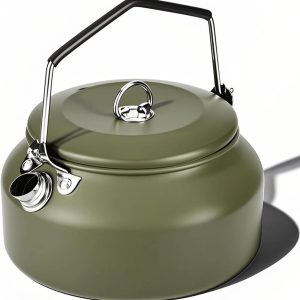 Camping Kettle Camp Tea Coffee Pot, 1L Stainless Steel Outdoor Campfire Camp kettle, Portable Lightweight Teapot Fast Heating Boiling Water, Ideal for Hiking Picnic Travel, Green