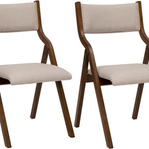 Modern Folding Chairs Folding Dining Room Chairs Set of 2, 18" Seat Height, Taupe