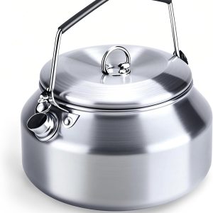 Camping Kettle Outdoor Campfire Camp Kettle, 1L Stainless Steel camping tea kettle Coffee Pot, Portable Lightweight Teapot Fast Heating Boiling Water, Ideal for Hiking Picnic Travel, Silver