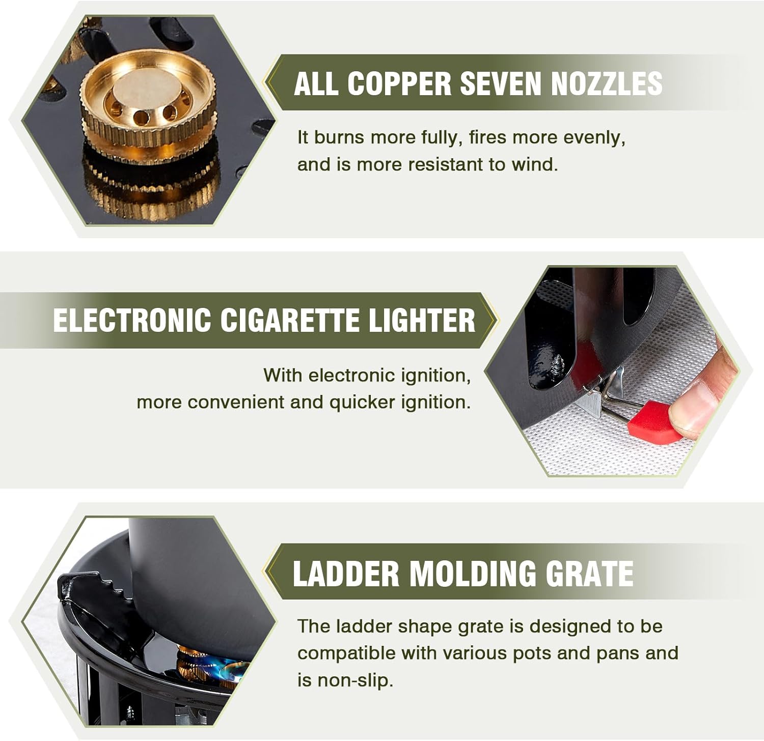 Propane Burner, Single Propane Stove, Windproof Gas Stove for Outdoor Cooking, Portable Gaming Stove with Piezo Ignition, Includes Carrying Bag - Image 2