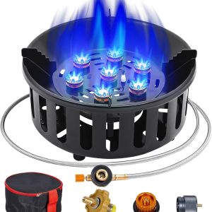 Propane Burner, Single Propane Stove, Windproof Gas Stove for Outdoor Cooking, Portable Gaming Stove with Piezo Ignition, Includes Carrying Bag