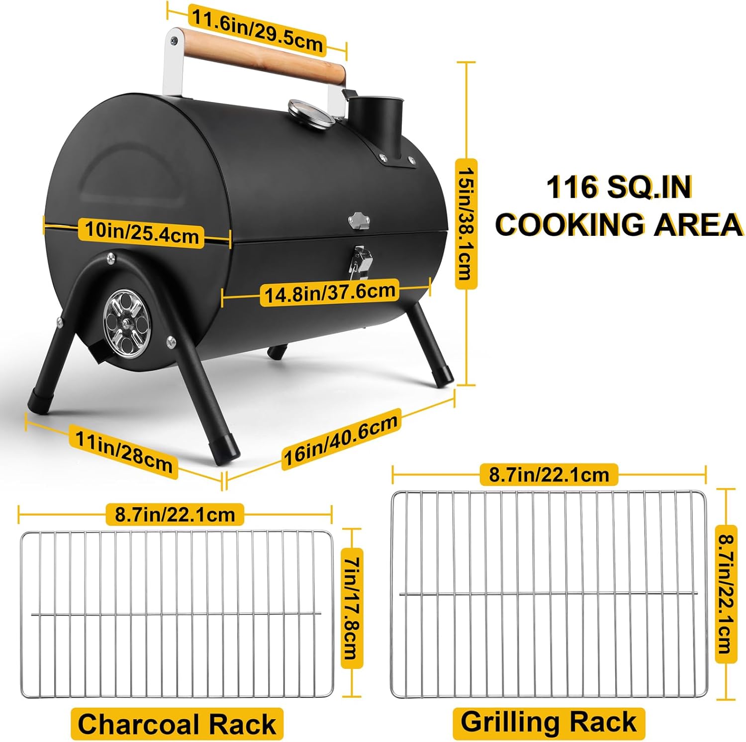 Portable Charcoal Grill Set of 8, Outdoor Small Tabletop BBQ Charcoal Grill with Barbecue Tongs, Kinfe, Grill Brick, Compact Mini Camping Grill for Outdoor RV Picnic, Patio, Backyard, Beach - Image 2