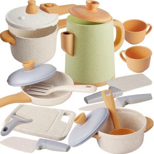 Play Kitchen Pots and Pans Set for Kids, Pretend Role Play Cooking Toys Gifts for Toddlers Girls Boys Ages 3 4 5 6